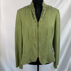 RQT Green Faux Suede Zip Jacket Size Medium
